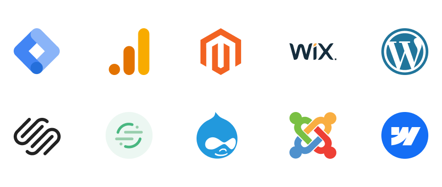 Supported website and analytics integrations