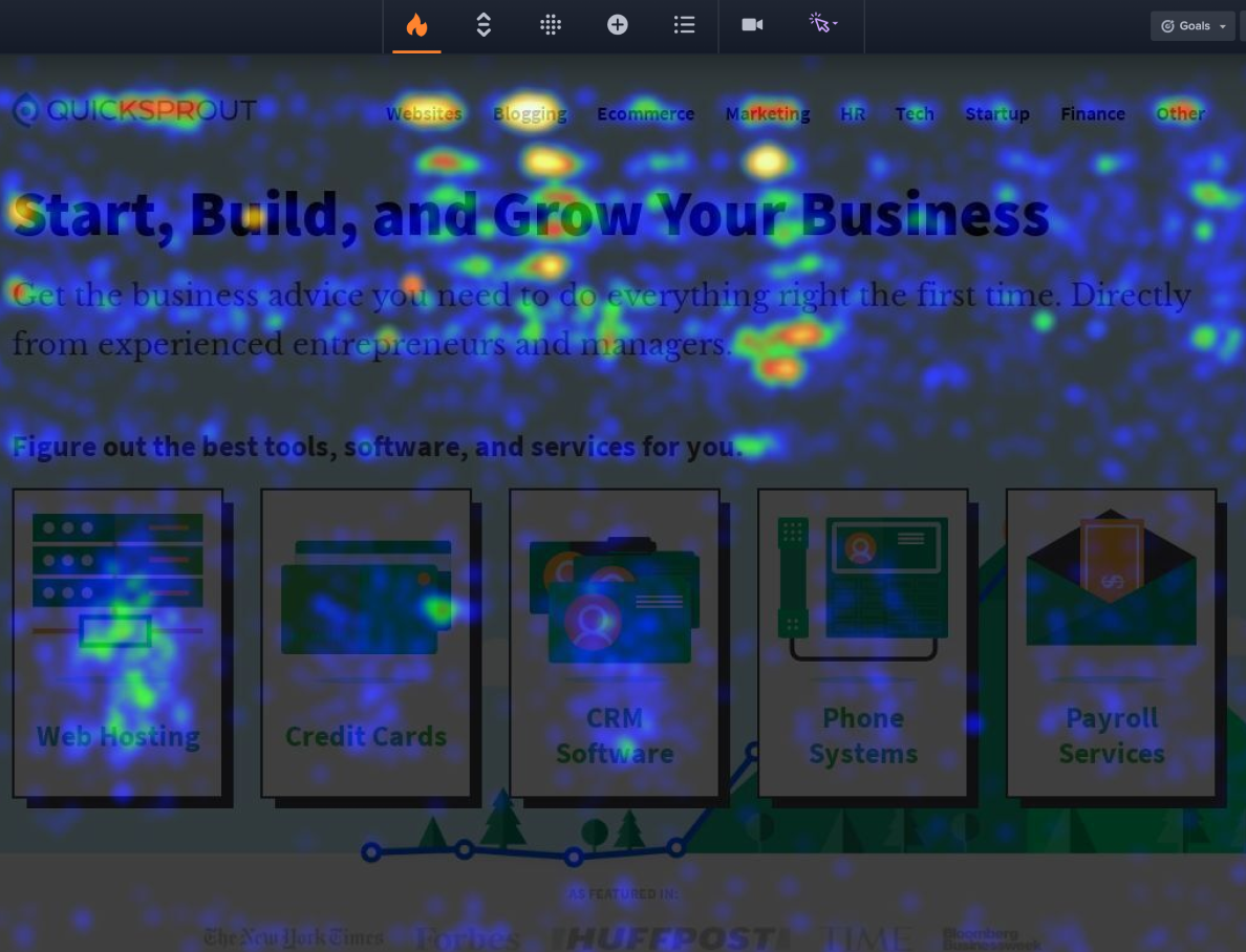 A website heatmap showing where visitors click